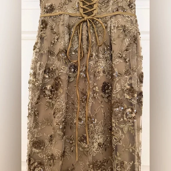 House Of CB Elegant Gold Floral Embroidered Gown - Picture 8 of 16